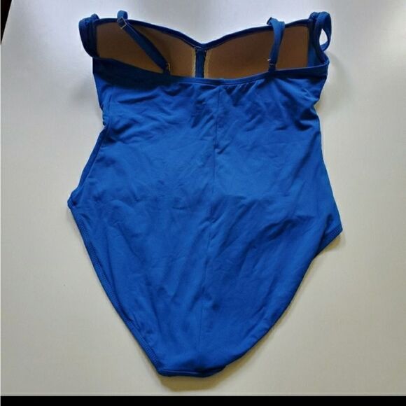 14 LA BLANCA BLUE RUCHED WAIST ONE PIECE slimming gathered SWIMSUIT extra large - Picture 7 of 10
